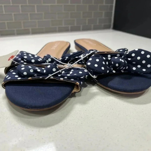 Esprit Sandals Size 10 Flats Navy with White Polka Dots - Picture 6 of 6